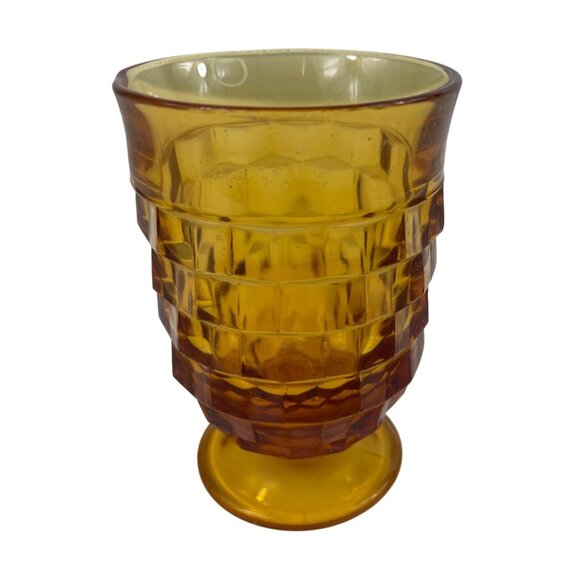 Colony Whitehall Cubist Amber Juice Glass Footed Tumbler - Picture 3 of 12